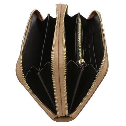 Ada - Double zip around soft leather wallet